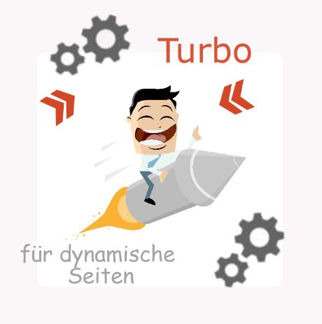 Mann auf Rakete als Symbol für dynamsiche Webseiten