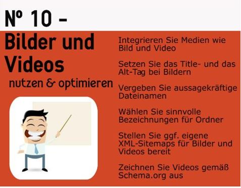 Infografik Onpage Optimierung: Medien wie Bilder und Videos nutzen